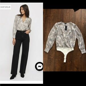 NWT Dynamite Animal Print Surplice Wrap Blouse Bodysuit Top Shirt. Small.